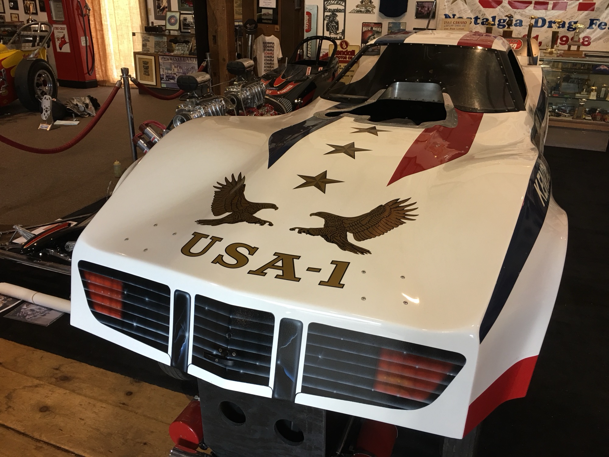 Custom painted graphics on race car body