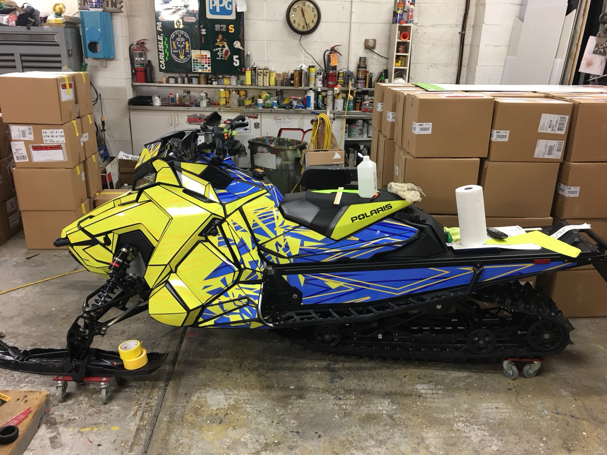 Full vinyl wrap on a snowmobile